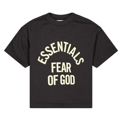 Faded Black - Front - Fear Of God Essentials Childrens-Kids Chest Logo Regular T-Shirt