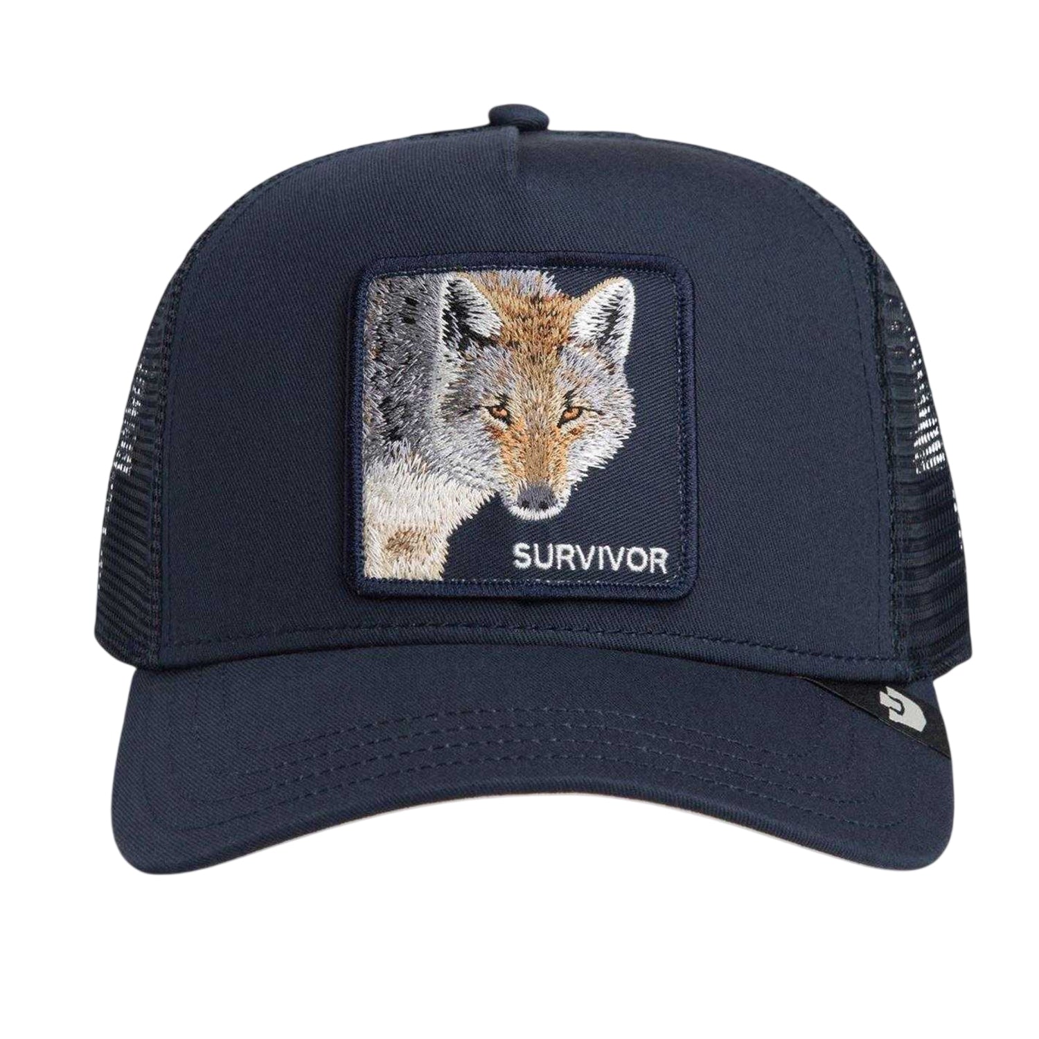 Navy - Front - Goorin Bros Mens Survivor Embroidered Patch Trucker Cap