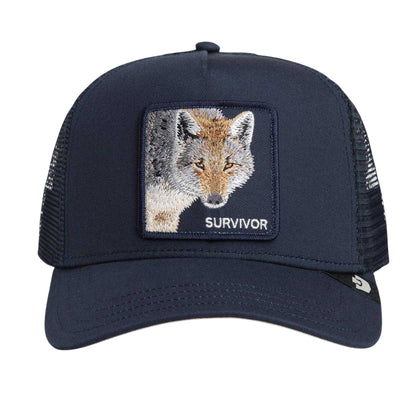 Navy - Front - Goorin Bros Mens Survivor Embroidered Patch Trucker Cap