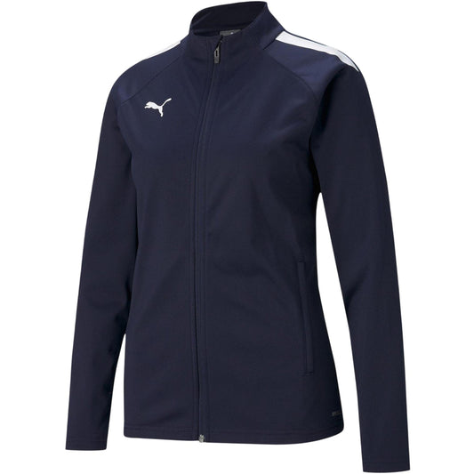 Peacoat-White - Front - Puma Womens-Ladies Team Liga Stripe Detail Structured Tracksuit Top