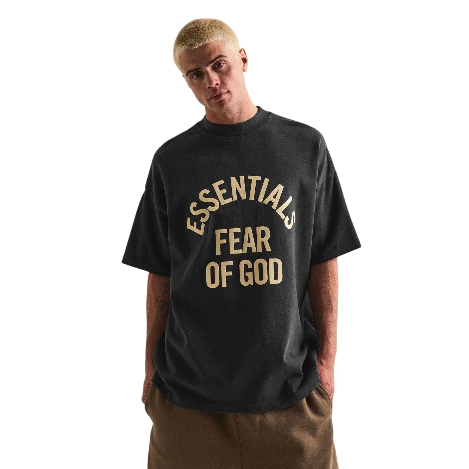 Black - Side - Fear Of God Essentials Mens Oversized T-Shirt