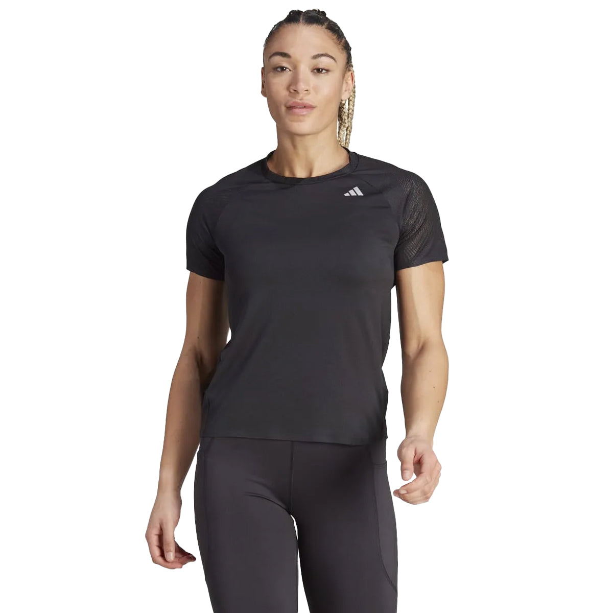 Black - Side - Adidas Womens-Ladies Adizero T-Shirt