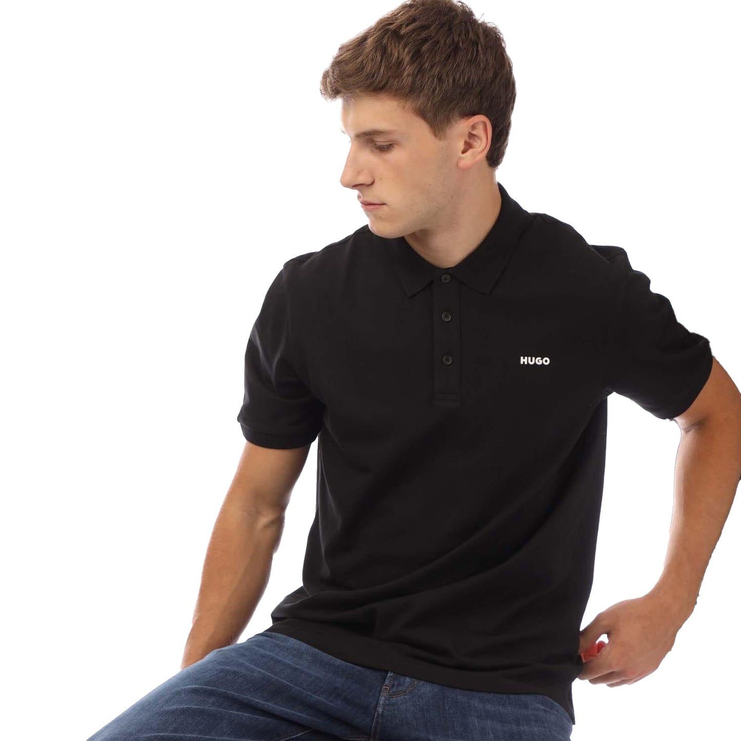Black - Lifestyle - Hugo Mens Donos222 Polo Shirt