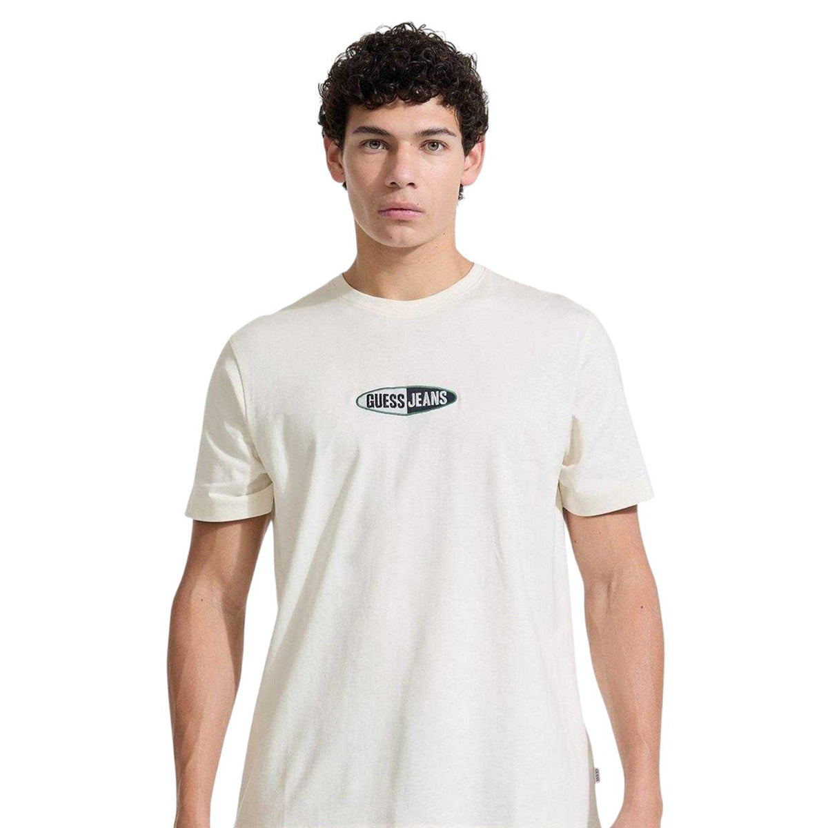 White - Side - Guess Mens Logo Regular T-Shirt