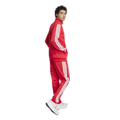Ruby Red-White - Back - Adidas Mens 3-Stripe Colourblock Relaxed Fit Tracksuit