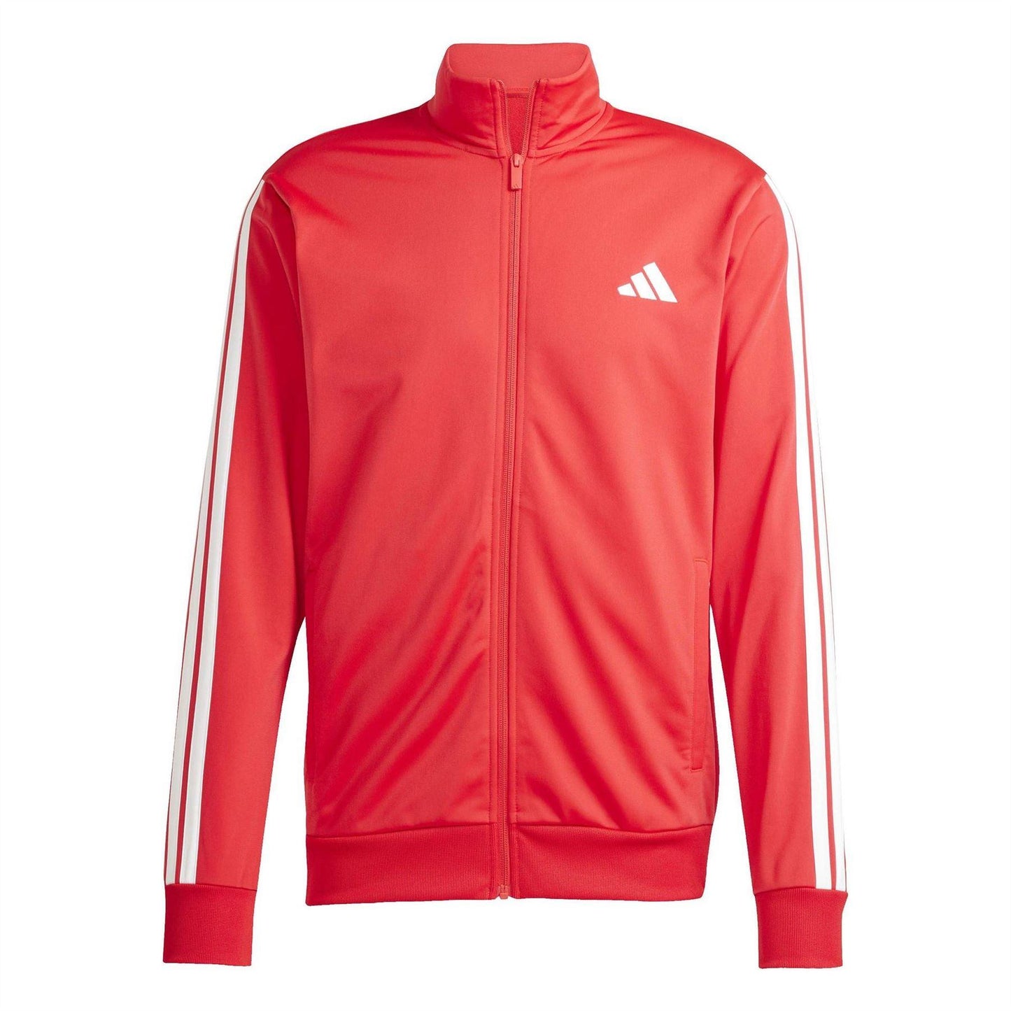 Ruby Red-White - Side - Adidas Mens 3-Stripe Colourblock Relaxed Fit Tracksuit