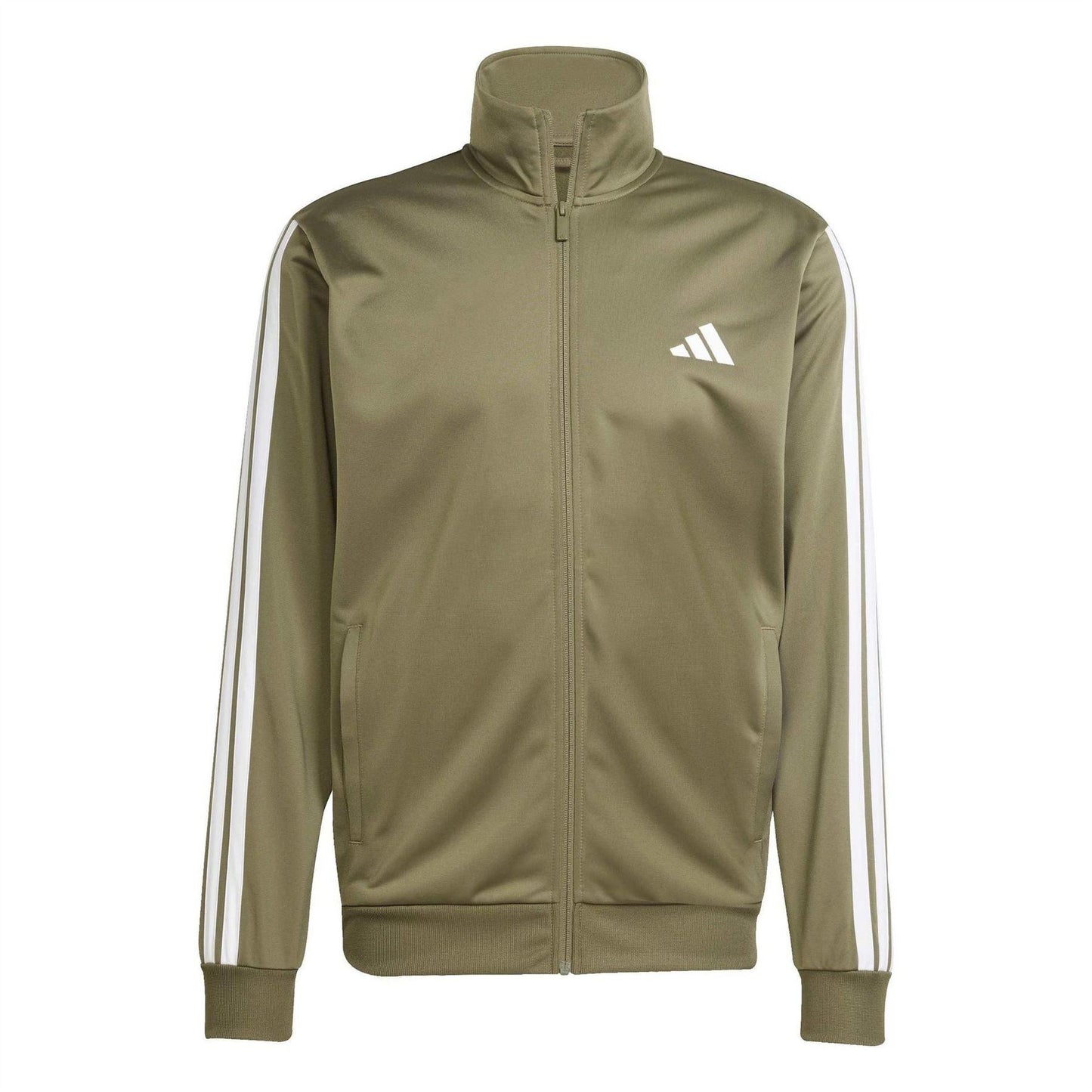 Olive Strata - Side - Adidas Mens 3-Stripe Colourblock Relaxed Fit Tracksuit