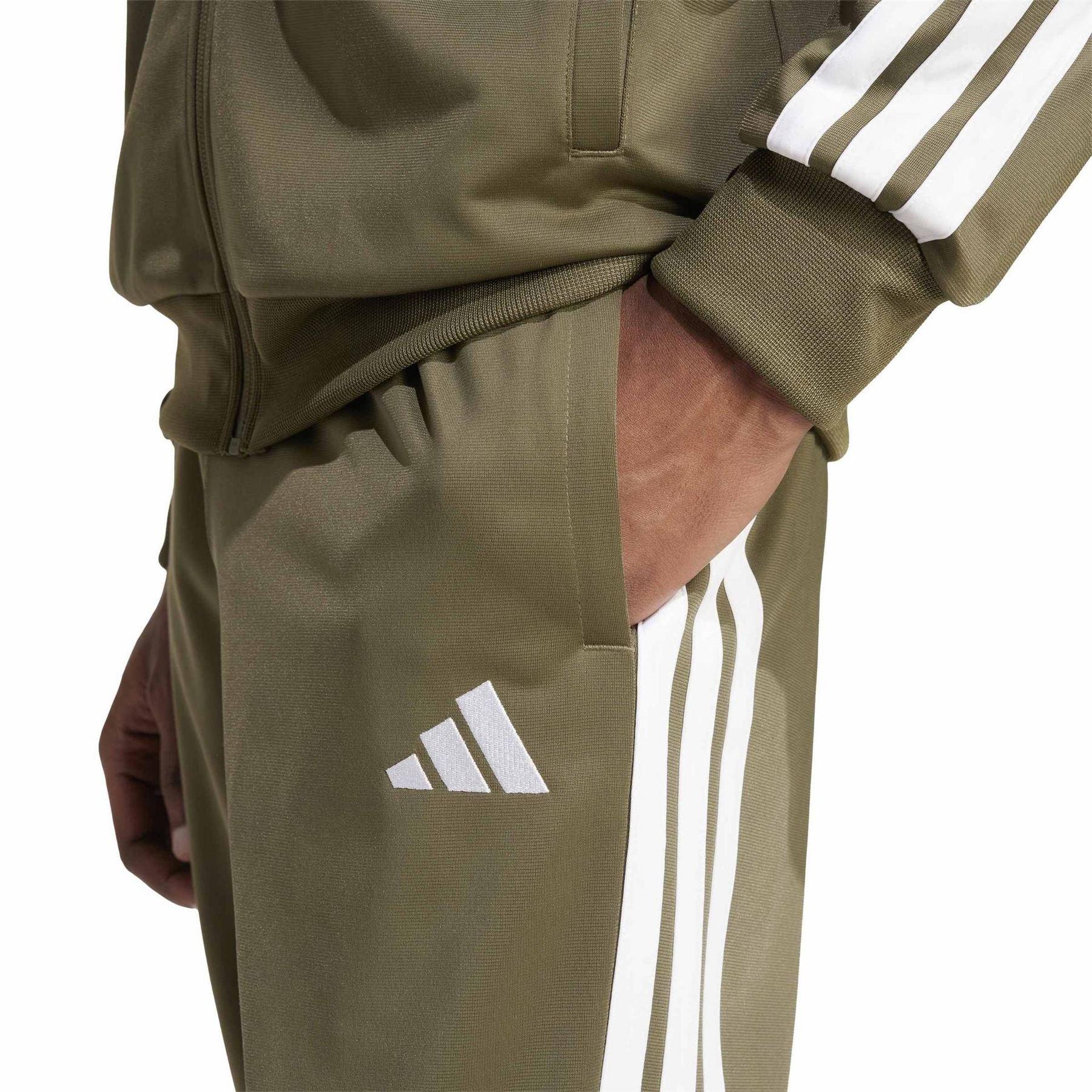 Olive Strata - Lifestyle - Adidas Mens 3-Stripe Colourblock Relaxed Fit Tracksuit