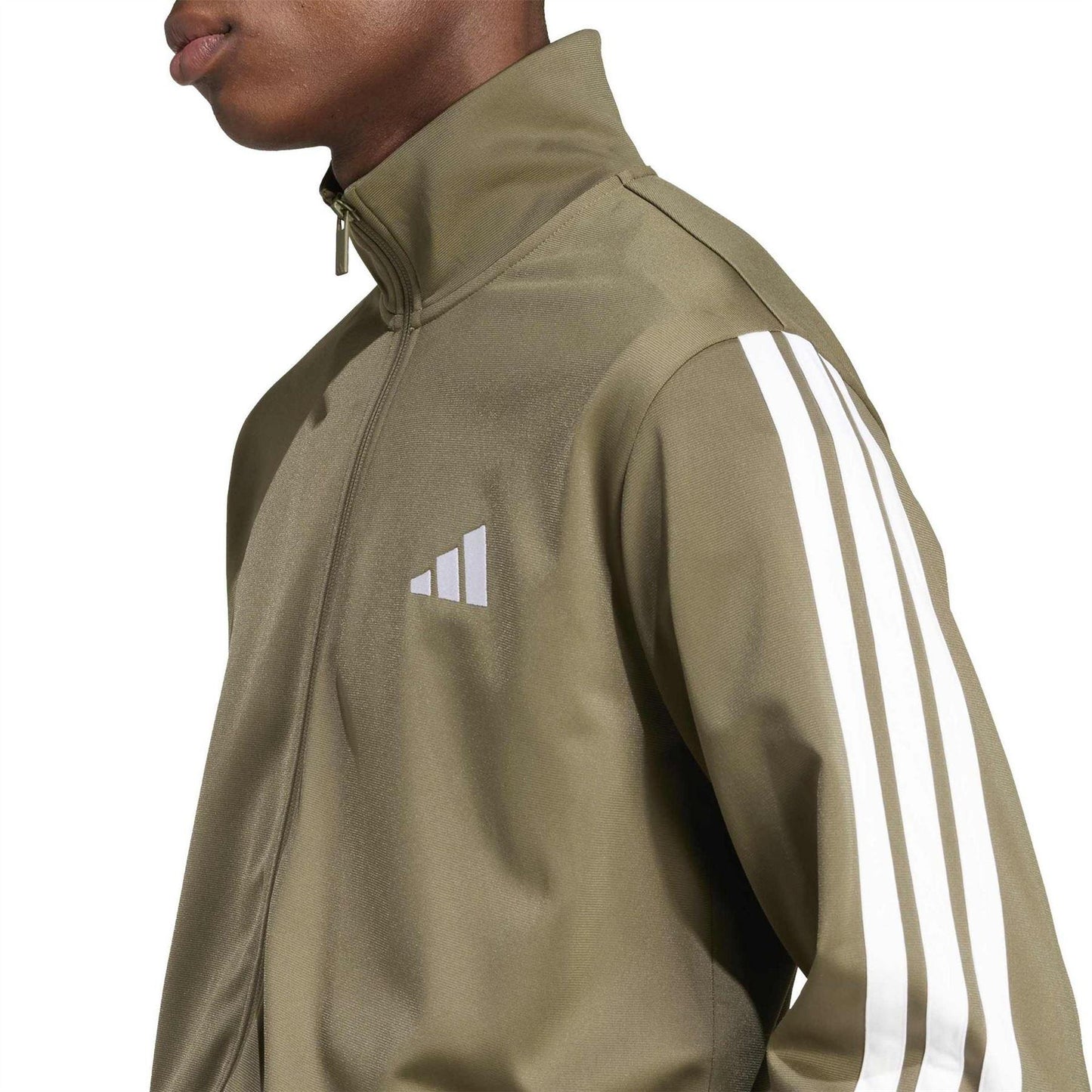 Olive Strata - Pack Shot - Adidas Mens 3-Stripe Colourblock Relaxed Fit Tracksuit