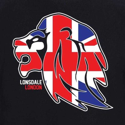 Black - Side - Lonsdale Mens Lion Face Relaxed Fit T-Shirt