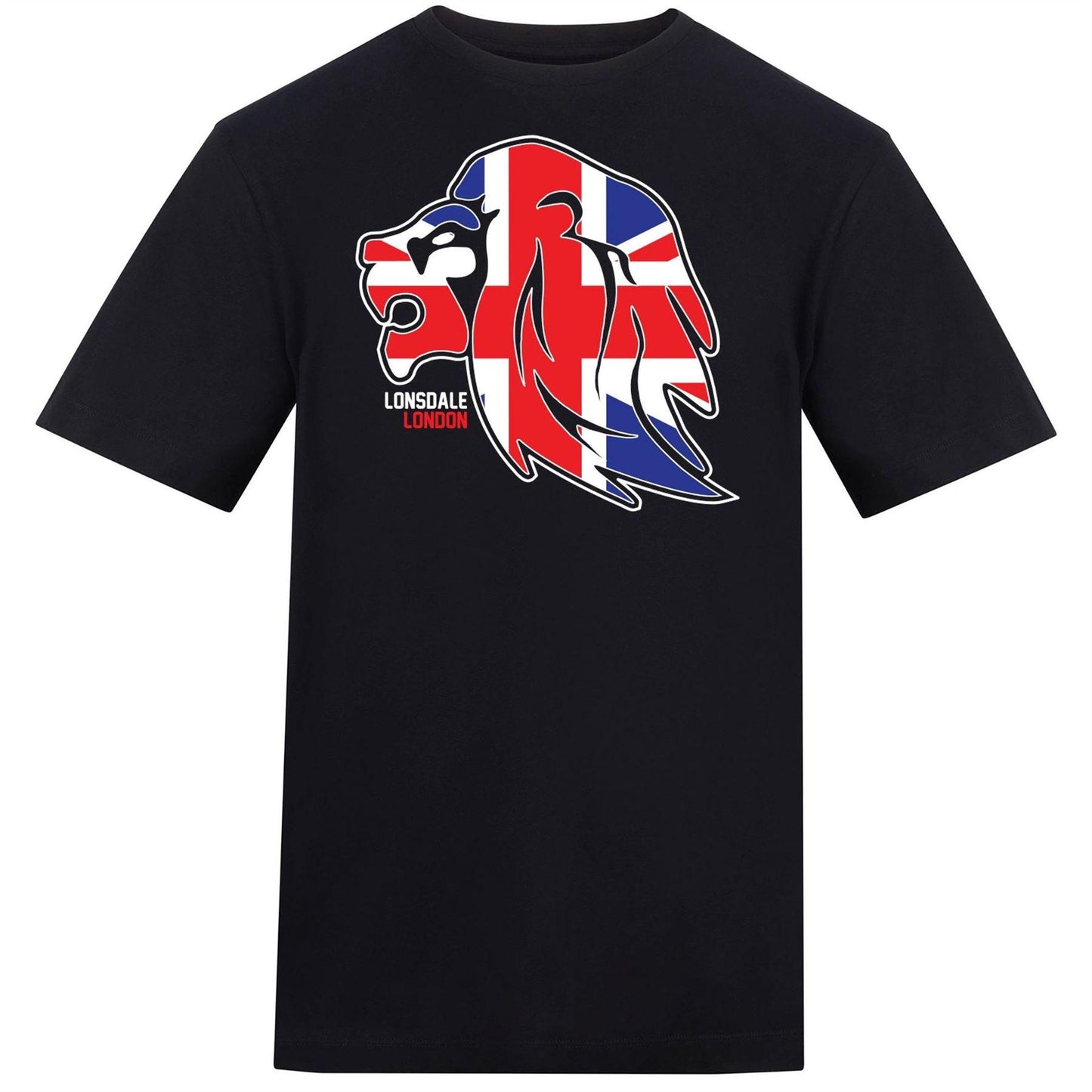 Black - Front - Lonsdale Mens Lion Face Relaxed Fit T-Shirt