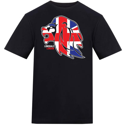 Black - Front - Lonsdale Mens Lion Face Relaxed Fit T-Shirt