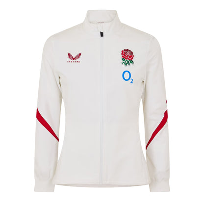 White-Red - Front - Castore Womens-Ladies 2025 England Rugby Jacket