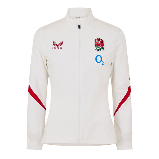 White-Red - Front - Castore Womens-Ladies 2025 England Rugby Jacket