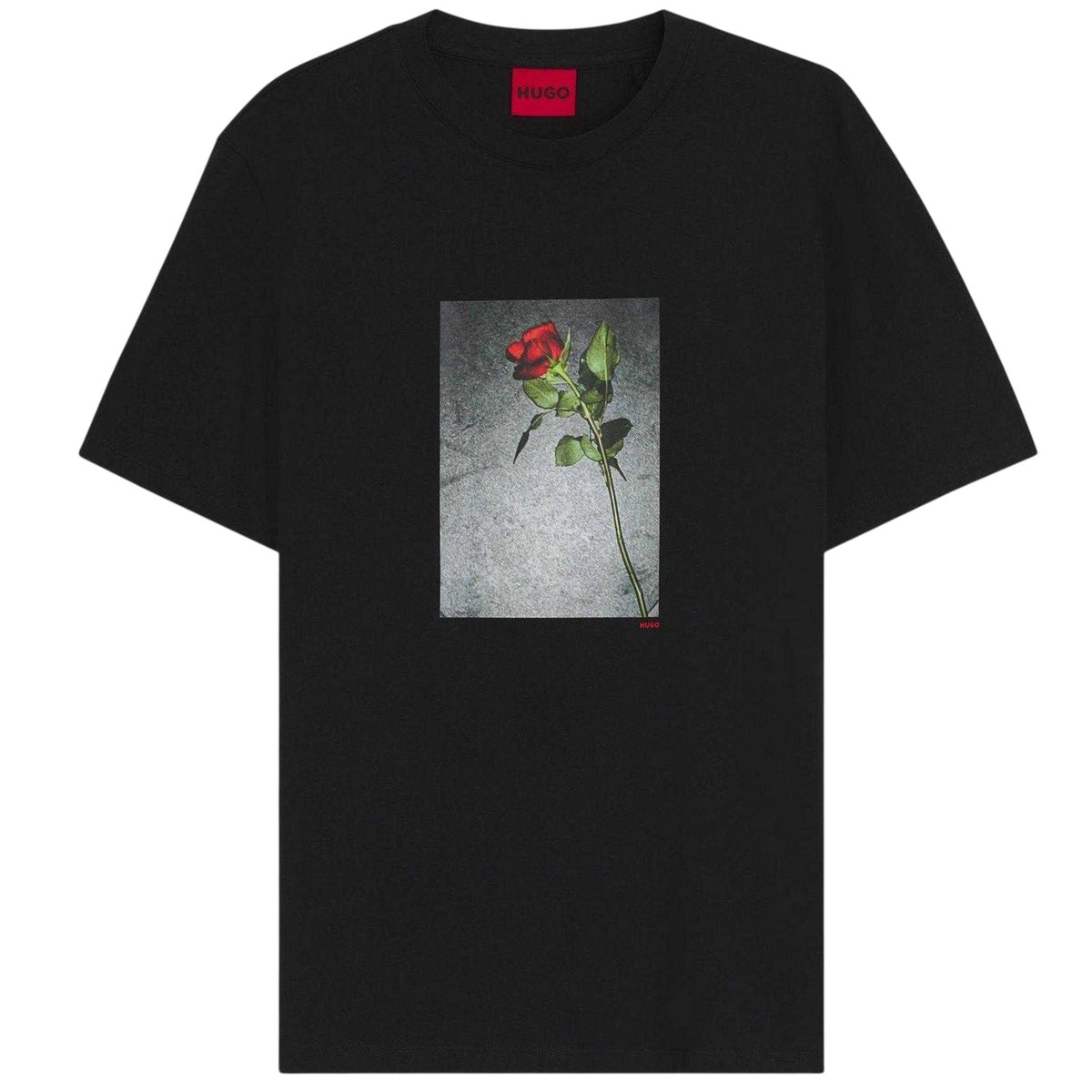 Black - Front - Hugo Mens Rose T-Shirt