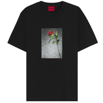 Black - Front - Hugo Mens Rose T-Shirt