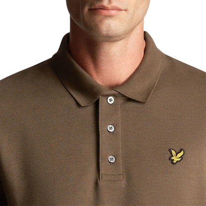 Olive - Side - Lyle & Scott Mens Slub Chunky Polo Shirt