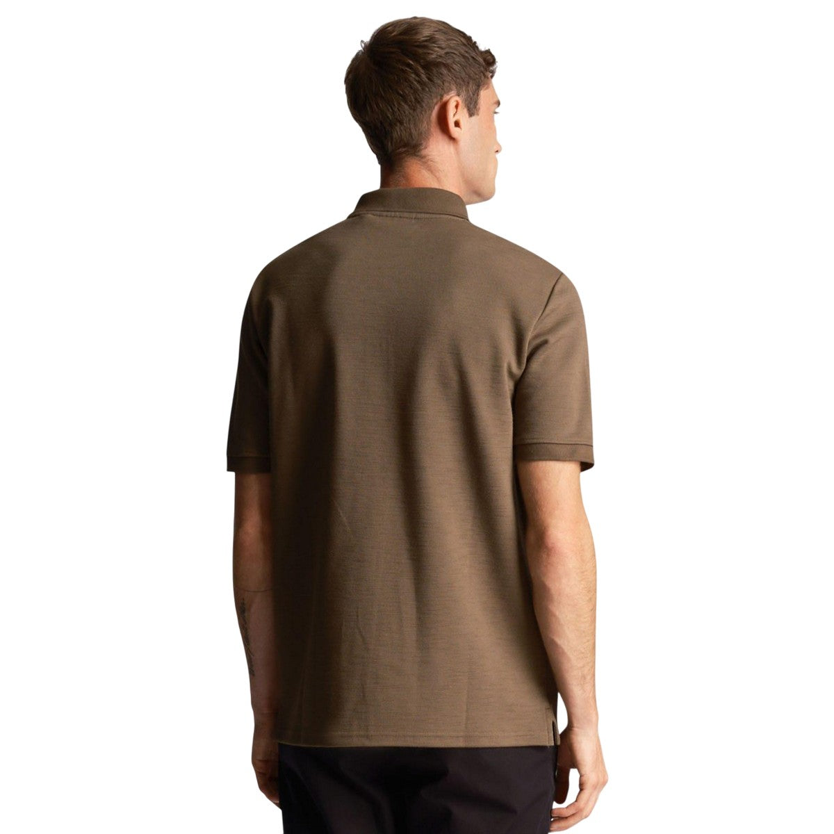 Olive - Back - Lyle & Scott Mens Slub Chunky Polo Shirt