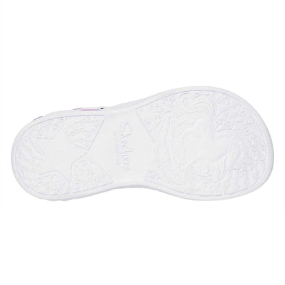 Pink - Back - Skechers Girls Unicorn Flashing Lights Flat Sandals