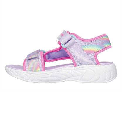 Lavender - Side - Skechers Girls Unicorn Flashing Lights Flat Sandals