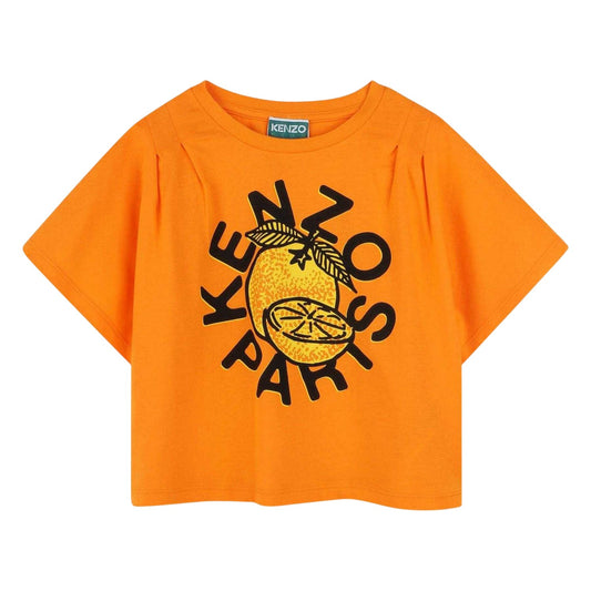 Orange - Front - Kenzo Childrens-Kids Fruit T-Shirt