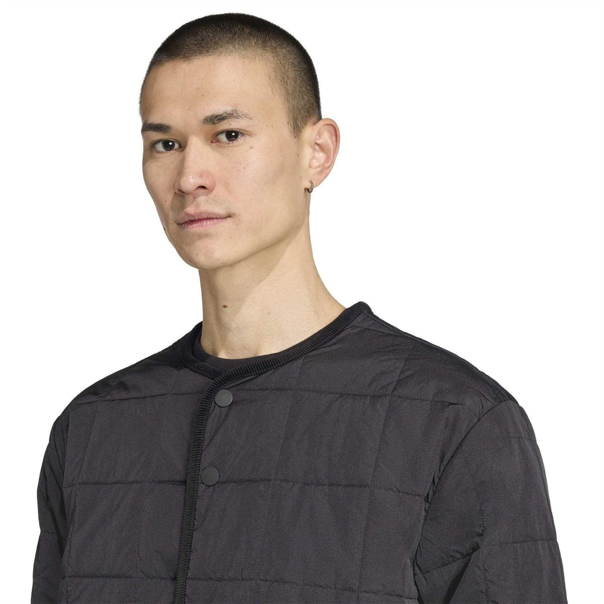 Black - Side - Adidas Mens Quilted Padded Jacket