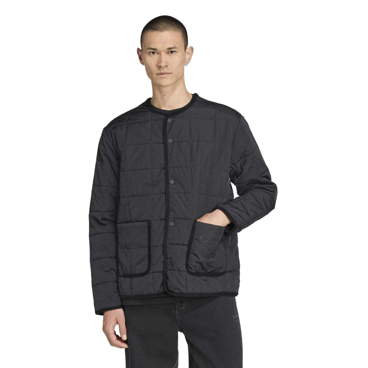 Black - Pack Shot - Adidas Mens Quilted Padded Jacket