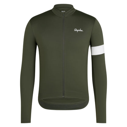 Dark Green - Front - Rapha Mens Thermal Long-Sleeved Jersey