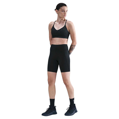 Black-Anthracite-Smoke Grey - Pack Shot - Nike Womens-Ladies Indy Leopard Print Sports Bra