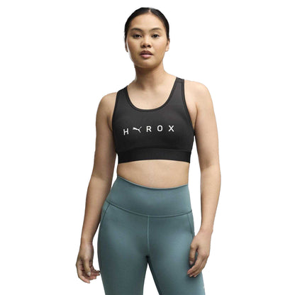 Black - Side - Puma Womens-Ladies Hyrox Logo Sports Bra