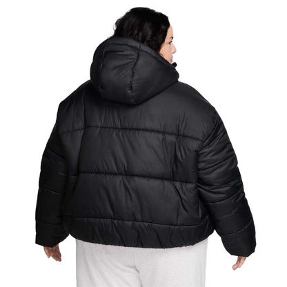 Black-White - Back - Nike Womens-Ladies Swoosh Hooded Puffer Jacket