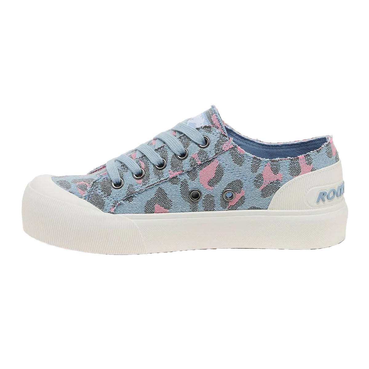 Light Blue - Back - Rocket Dog Womens-Ladies Jazzin Plus Leopard Print Canvas Trainers