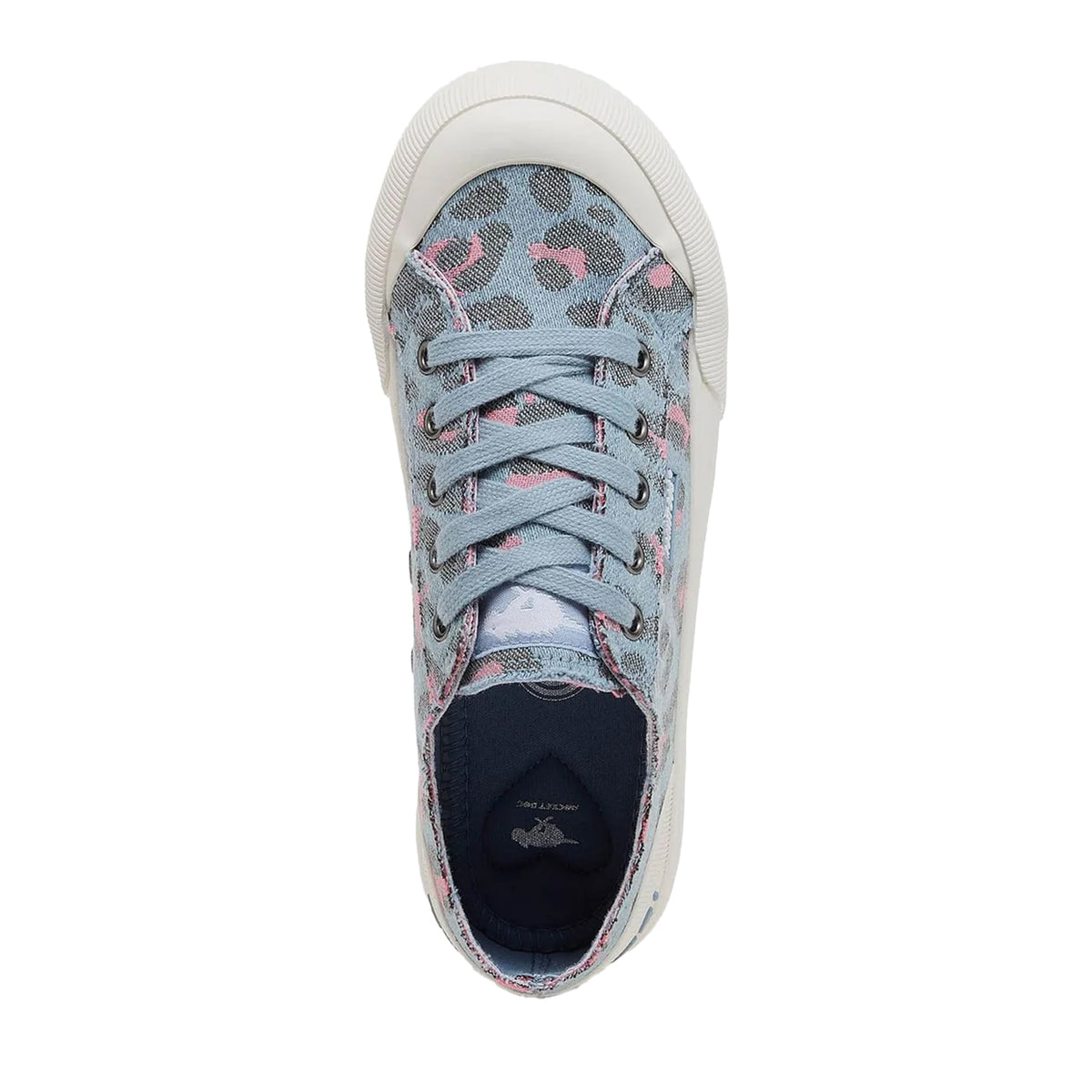Light Blue - Side - Rocket Dog Womens-Ladies Jazzin Plus Leopard Print Canvas Trainers