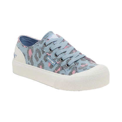Light Blue - Lifestyle - Rocket Dog Womens-Ladies Jazzin Plus Leopard Print Canvas Trainers