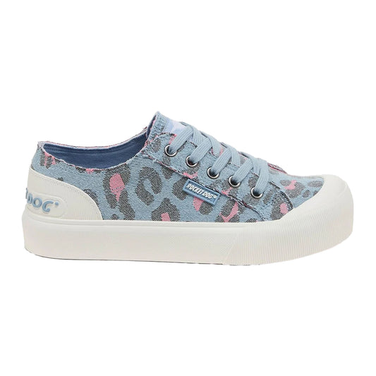 Light Blue - Front - Rocket Dog Womens-Ladies Jazzin Plus Leopard Print Canvas Trainers