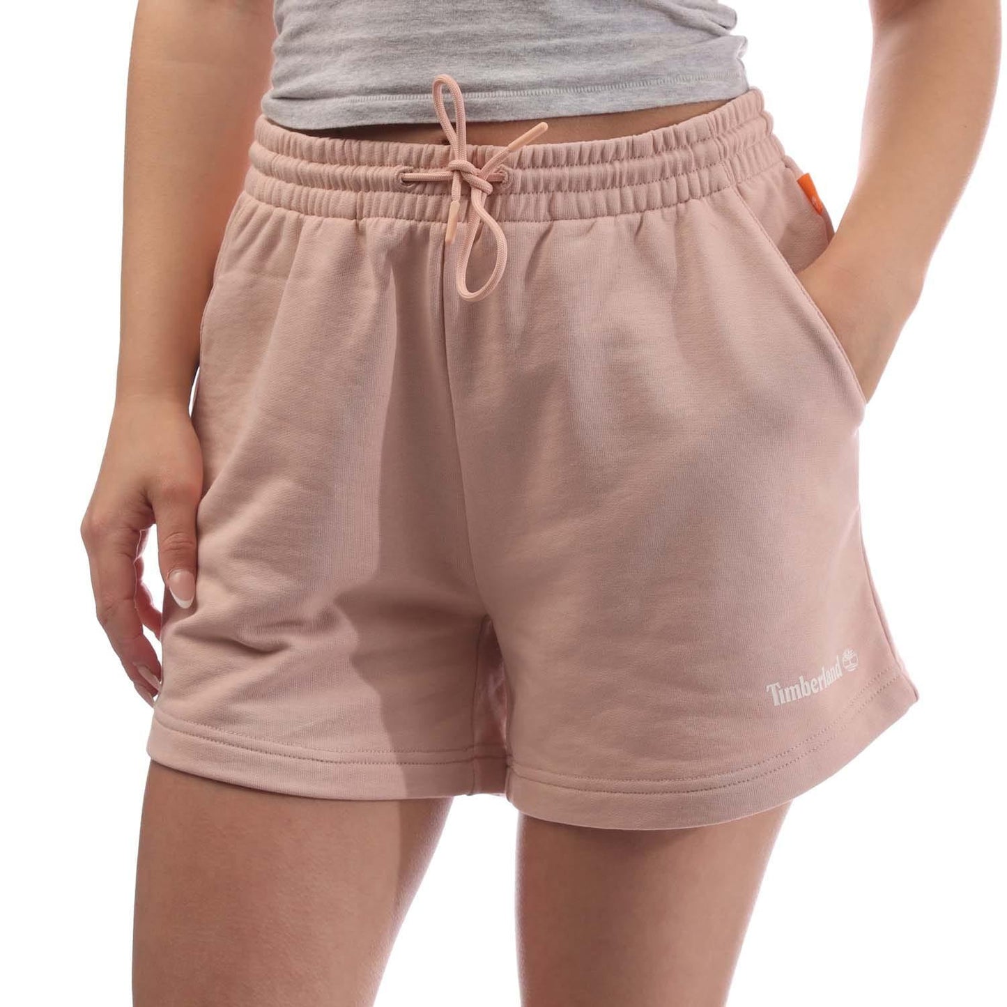 Pink - Front - Timberland Womens-Ladies Linear Logo Sweat Shorts