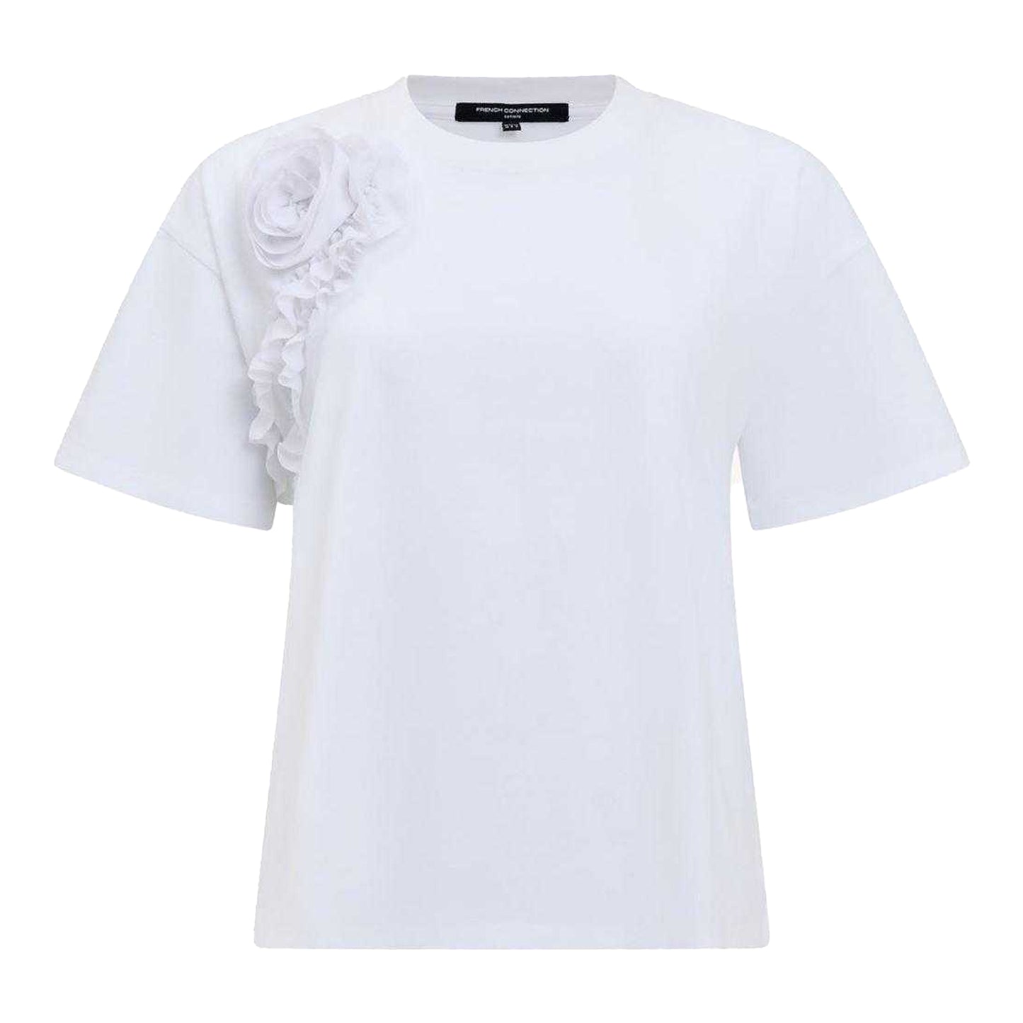 White - Front - French Connection Womens-Ladies Rose Crepe T-Shirt