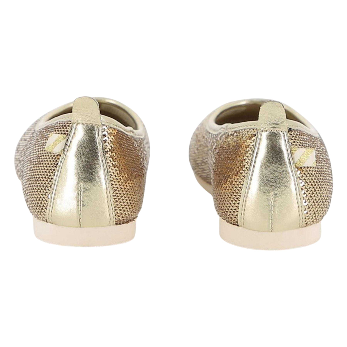 Gold - Back - Billieblush Girls Sequins Textured Flat Pumps