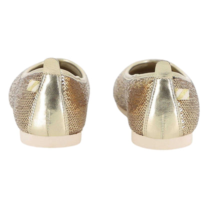 Gold - Back - Billieblush Girls Sequins Textured Flat Pumps