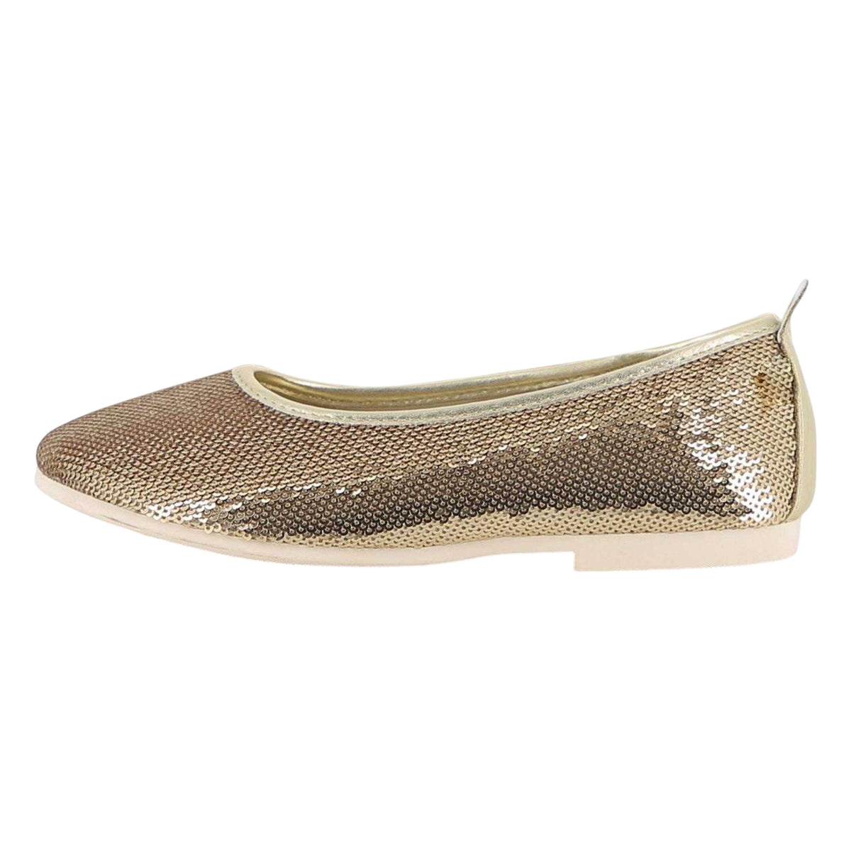 Gold - Side - Billieblush Girls Sequins Textured Flat Pumps