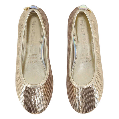 Gold - Lifestyle - Billieblush Girls Sequins Textured Flat Pumps