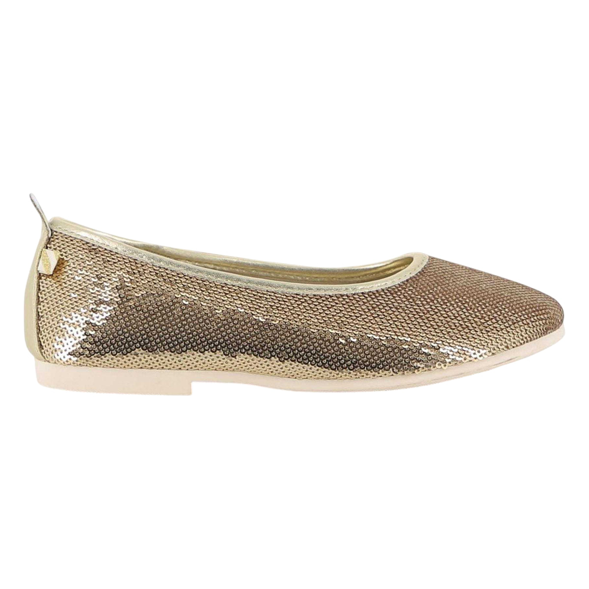 Gold - Front - Billieblush Girls Sequins Textured Flat Pumps