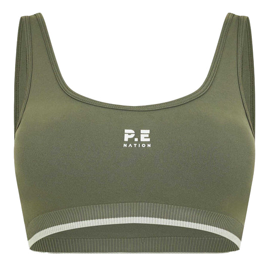 Khaki Brown - Front - PE Nation Womens-Ladies Restore Sports Bra