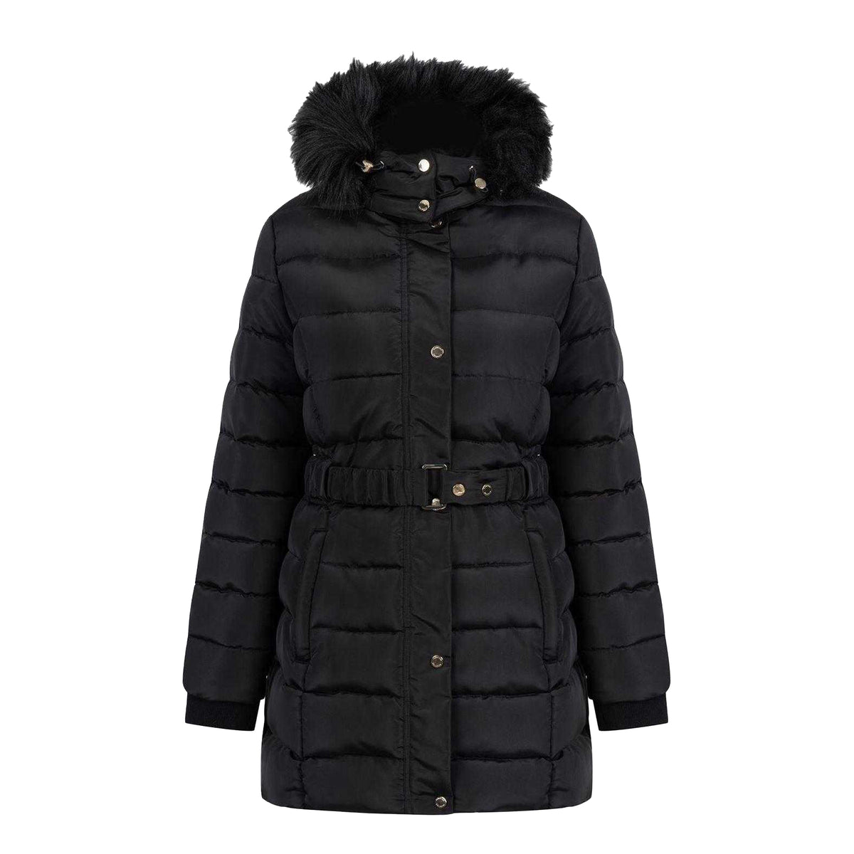 Black - Front - Firetrap Womens-Ladies Waterproof Long-Sleeved Puffer Jacket