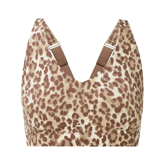 Beige - Front - Sweaty Betty Womens-Ladies Leopard Print Sports Bra
