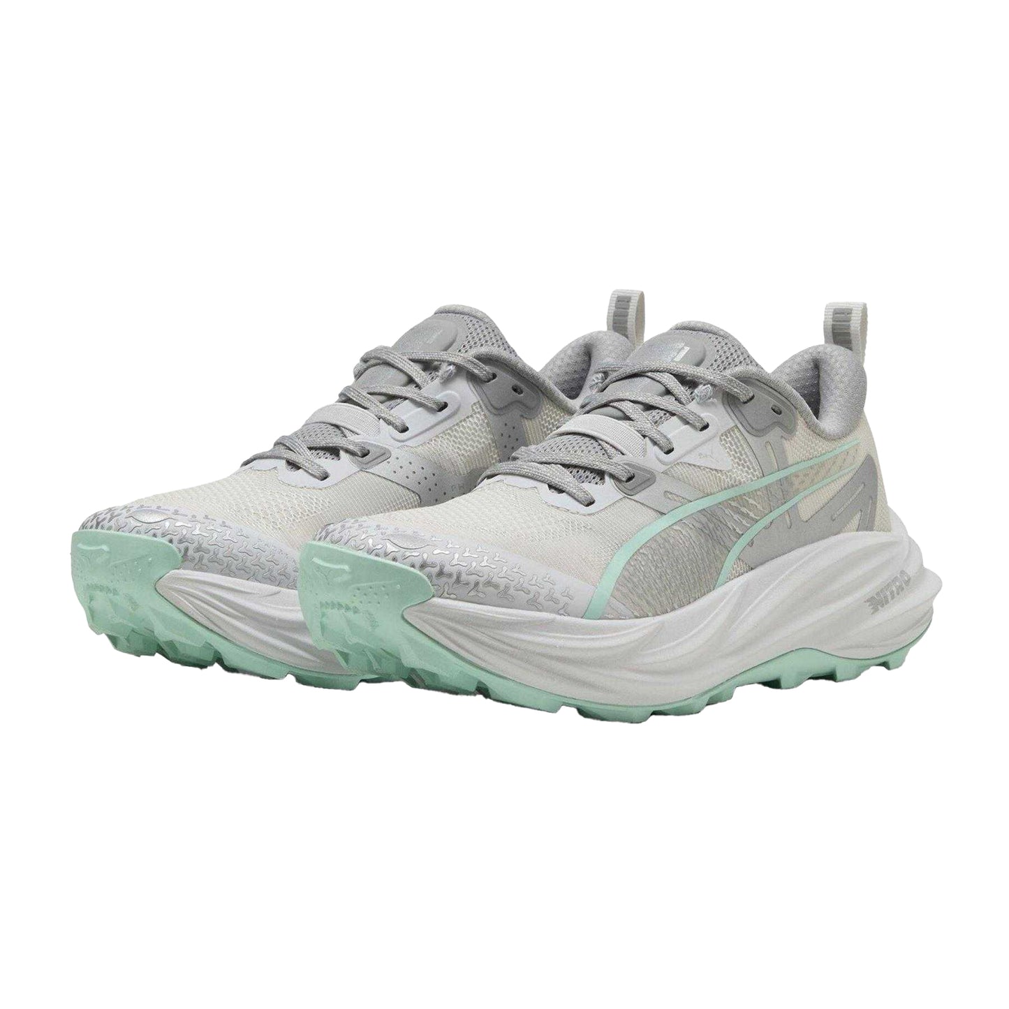 Gray Dawn-Mint - Pack Shot - Puma Womens-Ladies Voyage Nitro 4 Off Road Shoes