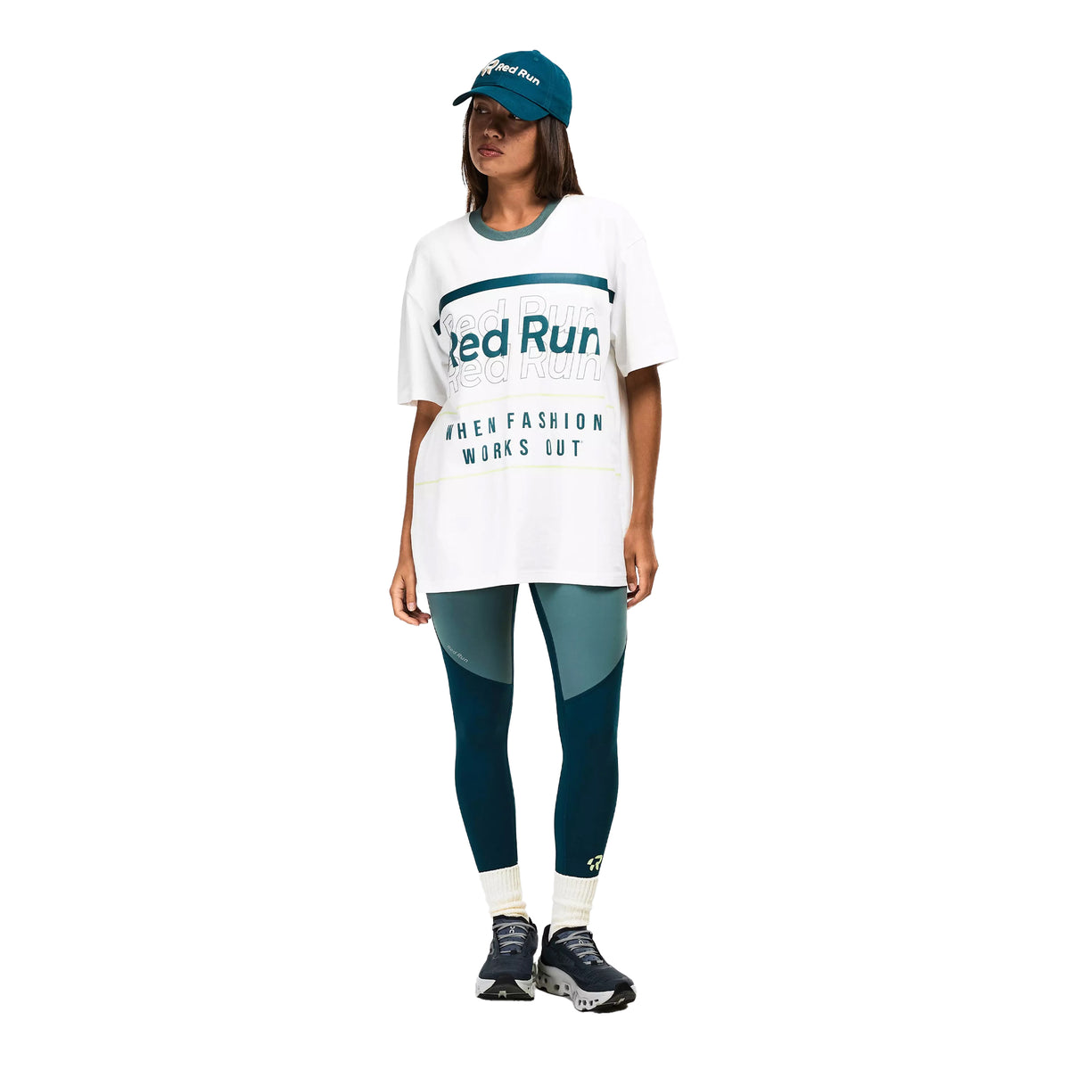 White - Pack Shot - Red Run Womens-Ladies Skyline T-Shirt