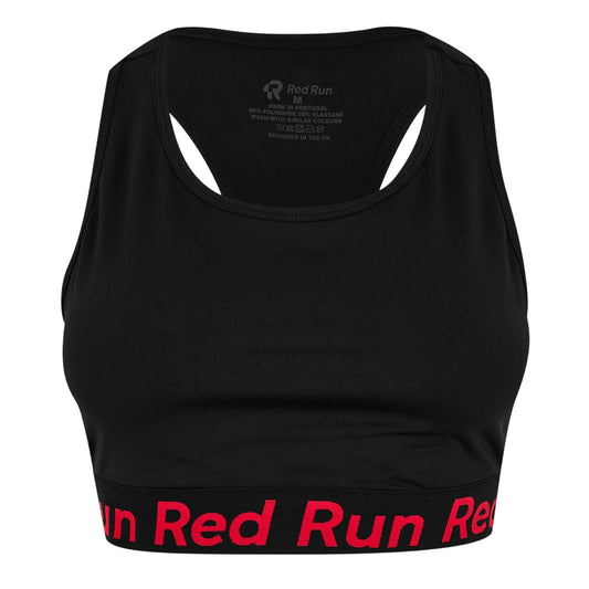 Black - Front - Red Run Womens-Ladies Scoop Neck Snug Fit Sports Bra