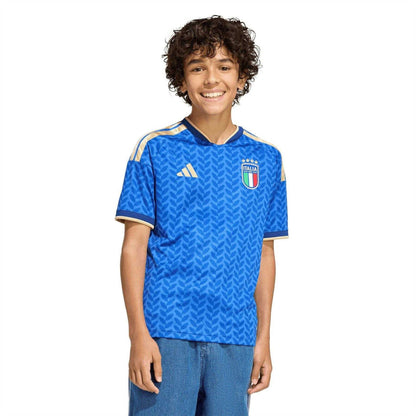 Blue-White - Side - Adidas Childrens-Kids World Cup 2026 Italian Home Shirt