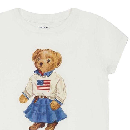 White - Side - Ralph Lauren Childrens-Kids Polo Bear T-Shirt